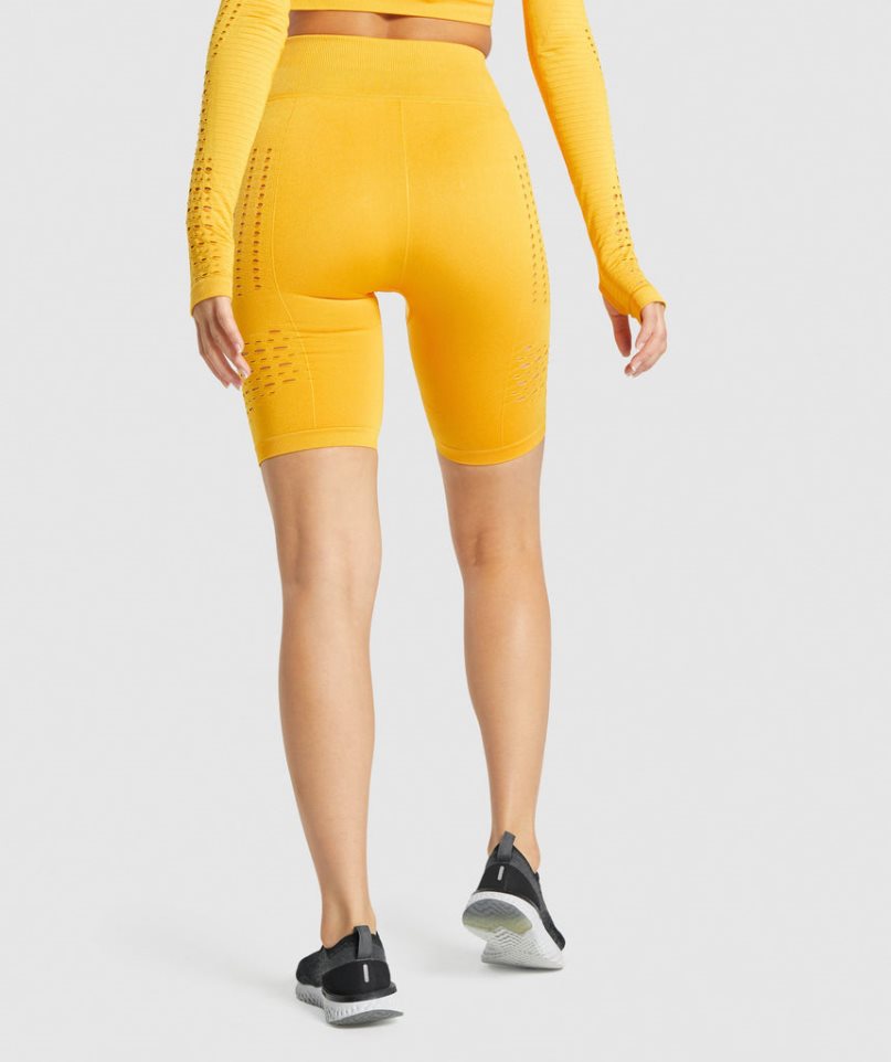 Women's Gymshark Glow Seamless Shorts Yellow | NZ 8CAFGN